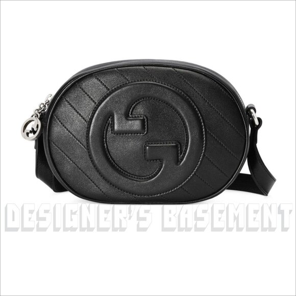 GUCCI black BLONDIE MINI Matelasse lamb Leather Oval Interlocking GG charm Bag - Picture 5 of 10